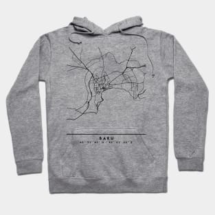 BAKU AZERBAIJAN BLACK CITY STREET MAP ART Hoodie